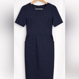 Talbots Navy Blue Sheath Dress Size 4 Pockets Work Career